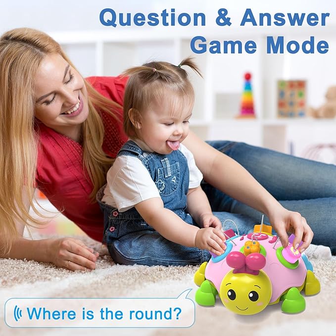 Baby Musical Ladybug Crawling Toys,Baby Toy 6-12 Months with Light-up Music, Early Educational Learning Toy, Infant Gift Toys for 7 8 9 10 11 Months 1-2 Years Old Newborn Girls (Pink)