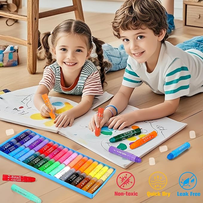 Tempera Paint Sticks For Kids, 36 Assorted Colors Washable Paint Set, Quick Drying Art Supplies for Toddlers and Kids, Ideal Christmas Basket Stuffers for Kid Toddler 1-3 2-4