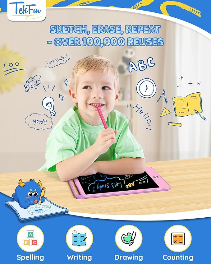 TEKFUN Kids Toys for 3+ Years Old Boys Girls, 8.5inch LCD Writing Tablet Erasable Drawing Tablet Writing Pads, Kids Travel Learning Toys Boys Girls Birthday Gifts Age 3 4 5 6 7 (Purple)