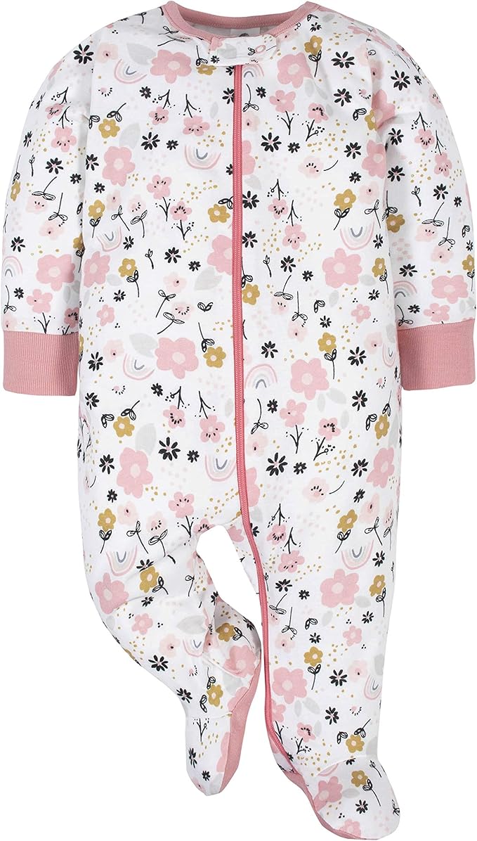 Gerber baby-girls 4 Pack Sleep N' Play Footie