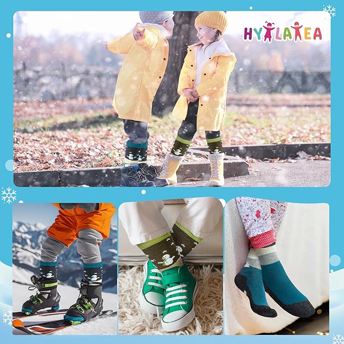 Hylaea Merino Wool Ski Socks Kids, Knee-high Warm Thermal Snowboard Skating Socks for Boys Girls Toddler