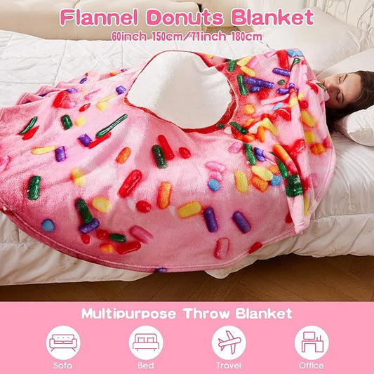 SeaRoomy Donuts Novelty Funny Flannel Round Blanket - Funny Gifts for Teens Boys and Girls