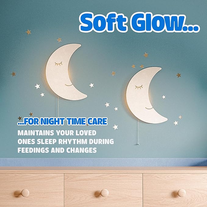 Tip perk Moon Lamp for Baby Nursery - Floating Moon Wall Lamp for Nursery | Cute Floating Moon Lamp for Kids Bedroom | Battery-Operated Hanging Night Lights | Cordless Moon Lights for Bedroom