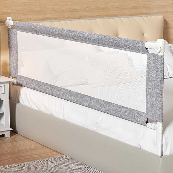 Bed Rail for Toddlers,1-Piece Height Adjustable Bed Guard Rail for Toddlers, Kids Safety Guard Rails for Twin Full Queen King Size (Gray, 1 Piece Side:78.7")