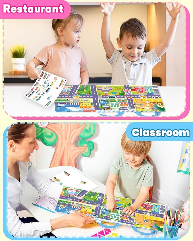 Walenced Reusable Sticker Book for Toddlers, Stickers for Kids, Toddler Craft Activities, Toddler Travel Toys Ages 3 and Up Boy Girl Birthday Gifts