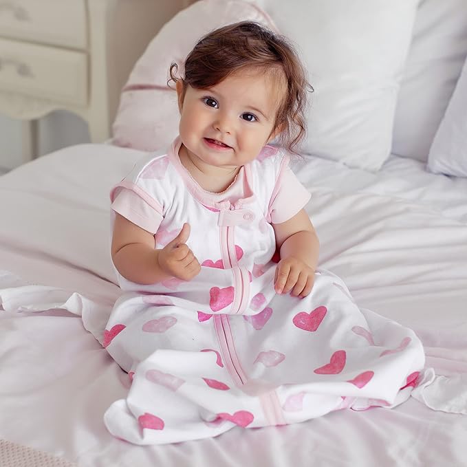Baby Sleep Sack 1.0 TOG, Organic Cotton Baby Wearable Blanket with Two-Way Zipper, Swaddle Transition Baby Sleeping Bag, All-Season Sleep Sack for Newborn Infant Toddler Boy Girl, 0-6 Months, 1-Pack