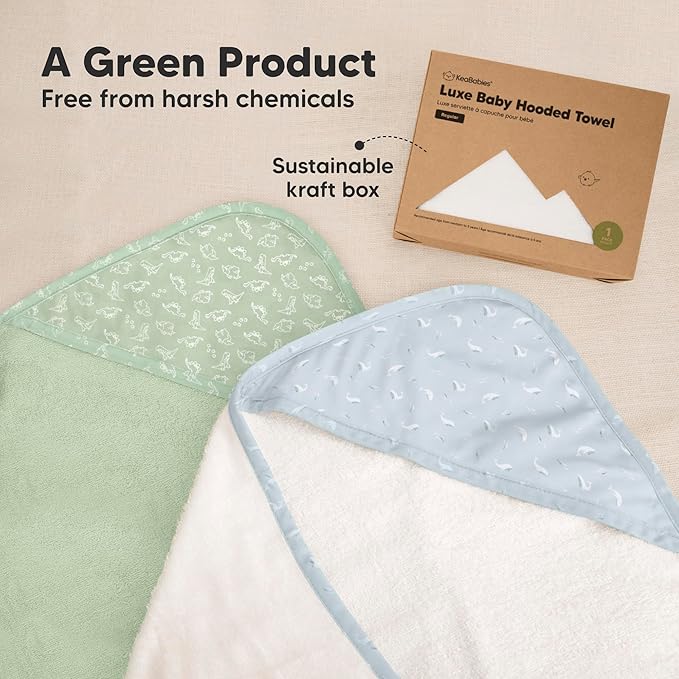 KeaBabies Hooded Baby Towel for Newborn - Viscose Derived from Bamboo Large Baby Bath Towels with Hood for Boys, Girls, Toddler, Extra Absorbent & Soft Newborn Bath Essentials (Lunaris, Regular)