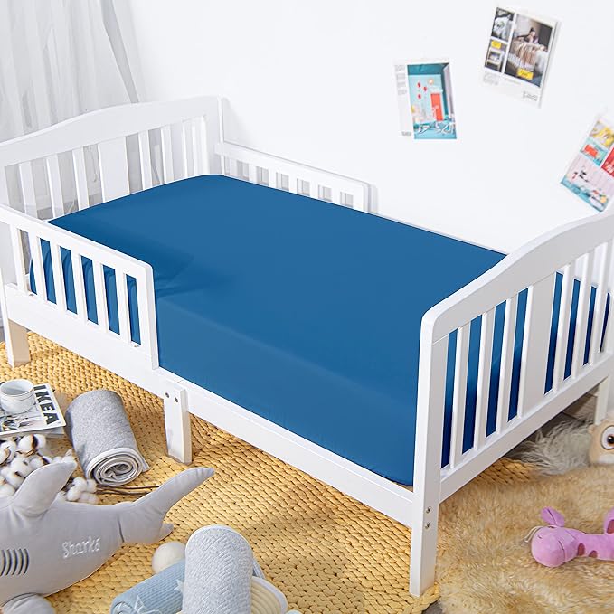 NTBAY 2 Pack 100% Brushed Microfiber Fitted Crib Sheet, Super Soft and Cozy 28x52 Crib Sheet for Standard Crib and Toddler Mattresses, Boys, Girls, Unisex, Royal Blue, 28x52 Inches