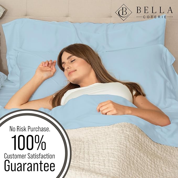 Bella Coterie Luxury Bamboo Viscose California King Size Fitted Sheet | 100% Organically Grown | Ultra Soft | Cooling for Hot Sleepers | 18" Deep Pocket [Coastal Blue]