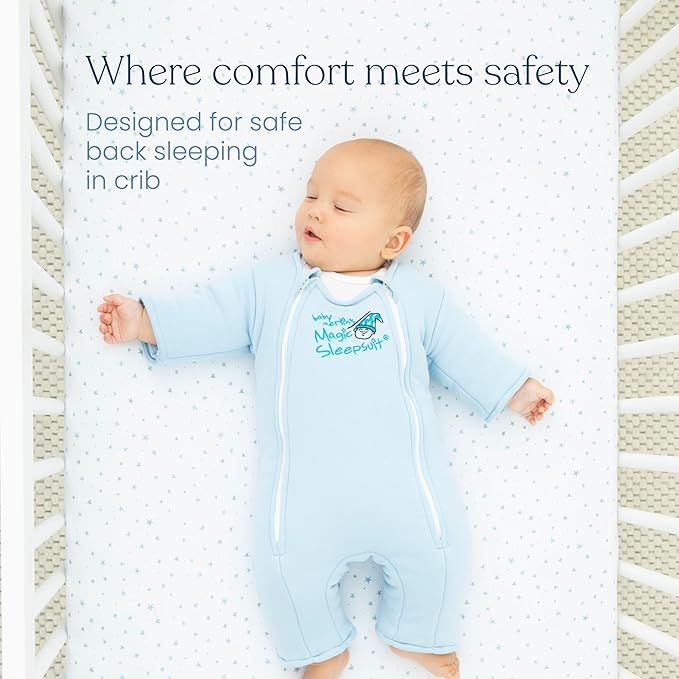 Magic Sleepsuit Baby Merlin's Cotton Baby Swaddle Transition Product - Soft and Cozy Design, Double Zipper for Easy Diaper Changes, Promotes Safe Sleep, 3-6 Months - Sage Green - Small 12-18lbs