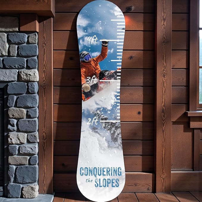 Snowboard Growth Chart, Kids Height Tracker for Nursery and Kids Rooms, Conquering The Slopes