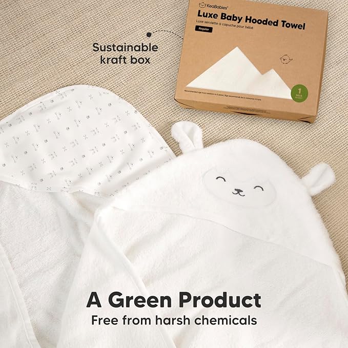KeaBabies Hooded Baby Towel for Newborn - Viscose Derived from Bamboo Large Baby Bath Towels with Hood for Boys, Girls, Toddler, Extra Absorbent & Soft Newborn Bath Essentials (KeaStory, Regular)