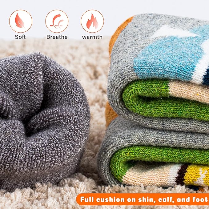 Hylaea Merino Wool Ski Socks Kids, Knee-high Warm Thermal Snowboard Skating Socks for Boys Girls Toddler
