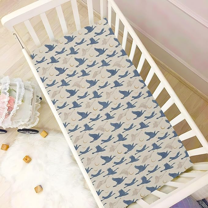 Fitted Crib Sheets for Baby Boys or Girls Soft Breathable Baby Play Yard Sheet for Standard Size Crib Mattress 52x28in A Flock of Geese