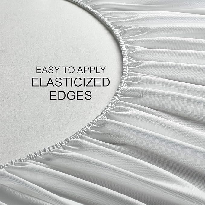 Queen Mattress Protector by PURE BAMBOO, Waterproof - Viscose Derived from Bamboo, Breathable, Noiseless Mattress Cover Protects Against Moisture, Spills, Stains (Queen)