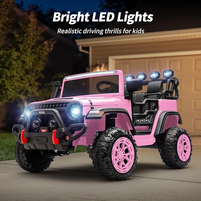 2 Seater Ride on Electric Car, 12V Ride on Toy Car for Kids 4-8 w/Remote Control, EVA Tires - Light Pink