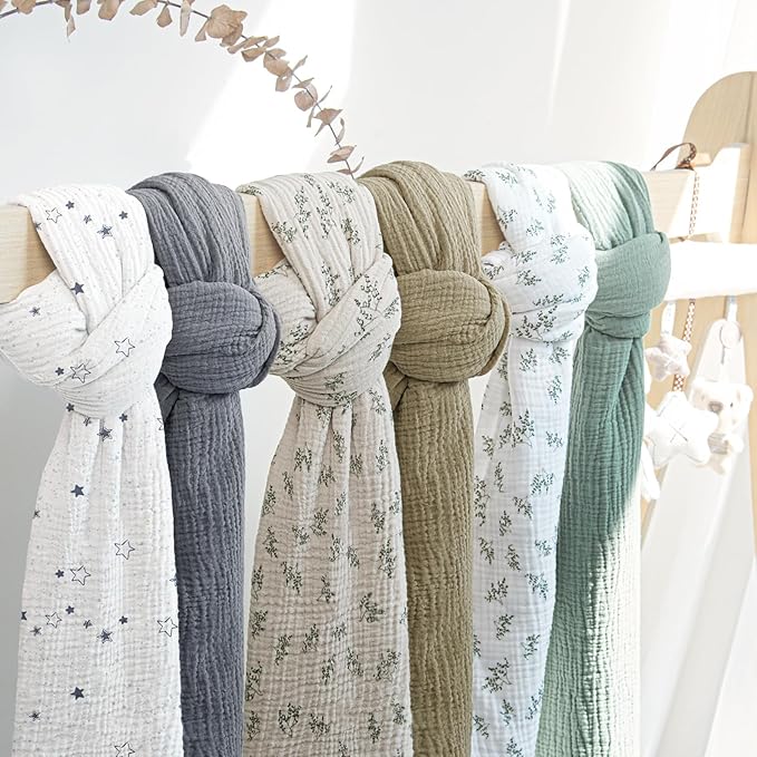 lulumoon Baby Muslin Swaddle Blankets: Soft Receiving Blanket for Newborn - Cotton Swaddling Blanket for Neutral 2Pack(Leaf Autumn)