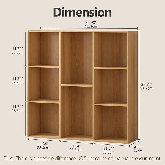Jpiziso 8 Cube Storage Organizer, Wooden Cube Shelves with Closed Back Panel, Reversible Bookcase, Cubes Closet Organizer for Home, Living Room, Kids Room, Office, Bedroom, Study, Hallway