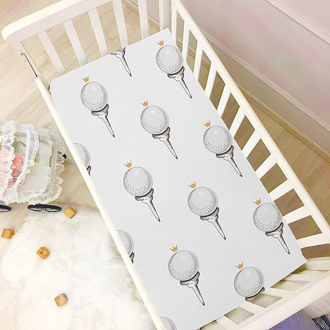 Golf Ball Pattern Crib Sheets Soft Breathable Fitted Baby Crib Sheets Mattress Cover for Girls Boy, 52" x 28" x 9"