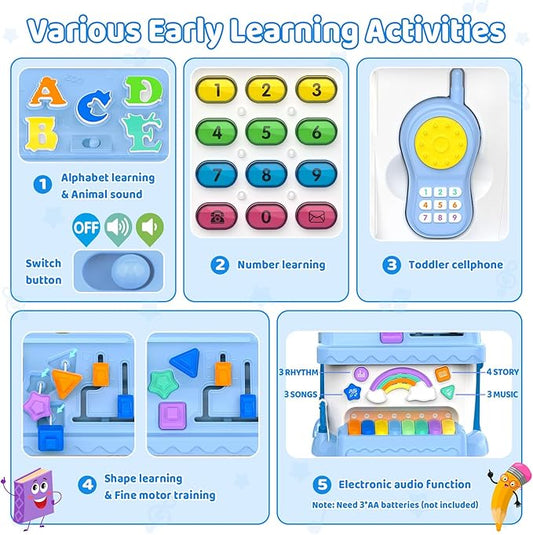 Montessori Toys for 1 Year Old Boy Gifts, 12-in-1 Musical House Educational Baby Toddler Toy Age 1-2, First Birthday for Boy Girl 6-12 12-18 6-24 Months