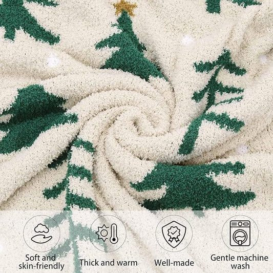 LifeTree Cozy Plush Baby Blanket - Soft Fuzzy Swaddle & Receiving Blanket for Toddler Nursery, Crib, Stroller, Warm & Lightweight for Girls and Boys, 31x40 Inches, PineTree Pattern