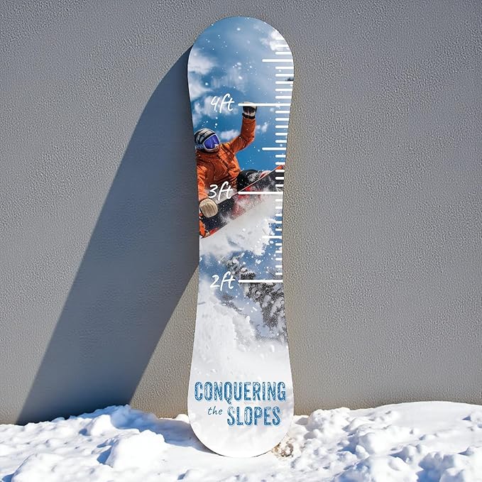 Snowboard Growth Chart, Kids Height Tracker for Nursery and Kids Rooms, Conquering The Slopes