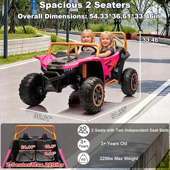 24V 4WD Kids Electric Car XXXL, 2-Seater Licensed Arctic Cat Kids Ride on UTV with Parent Remote Control, Bluetooth Music, LED Lights for Boys & Girls