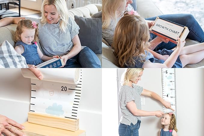 Growth Chart for Kids by Baby Proof - Measuring Height Chart and Kids Decor! Meaningful Memories Through Kid Size Chart Measurement. Pastel Arrows Growth Chart Ruler for Wall with Wooden Keepsake Box