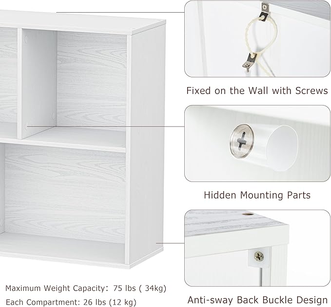 Jpiziso 6 Cube Storage Organizer, Wooden Cube Shelves with Closed Back Panel, Reversible Bookcase, Cubes Closet Organizer for Home, Living Room, Kids Room, Office, Bedroom, Study, Hallway