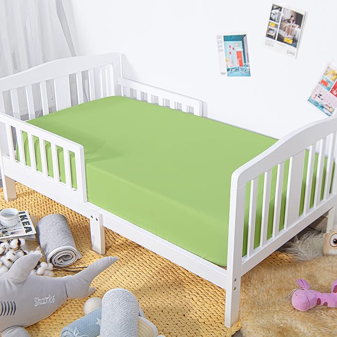 NTBAY 100% Brushed Microfiber Fitted Crib Sheet, Super Soft and Cozy 28x52 Crib Sheet for Standard Crib and Toddler Mattresses, Boys, Girls, Unisex, Green, 28x52 Inches
