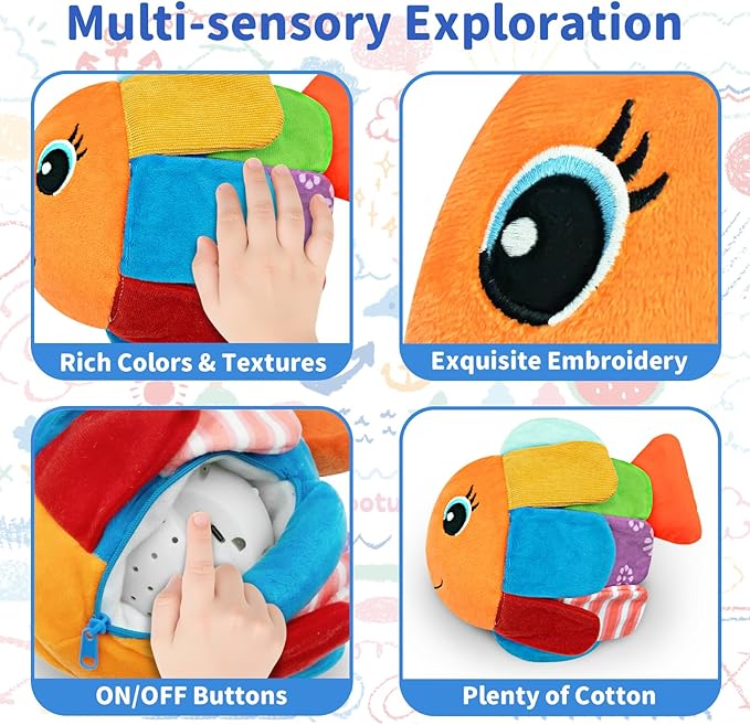 Crawling Baby Music Toys 6+ 12-18 Months - Dancing Walking Moving Bouncing Learning Fish Tummy Time Toy Sensory Toddler Toys for 1-3 Year Old Christmas Birthday Gifts Stocking Stuffers