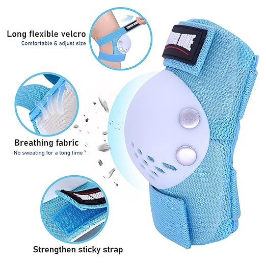 Kids/Youth Knee Pads Elbow Pads Wrist Guards 3 in1Protective Set, for 3-15 Years Child Roller Skates, Cycling, Inline Skating, Skateboard, BMX Bike, Balance Bike, Scooter Riding Sports