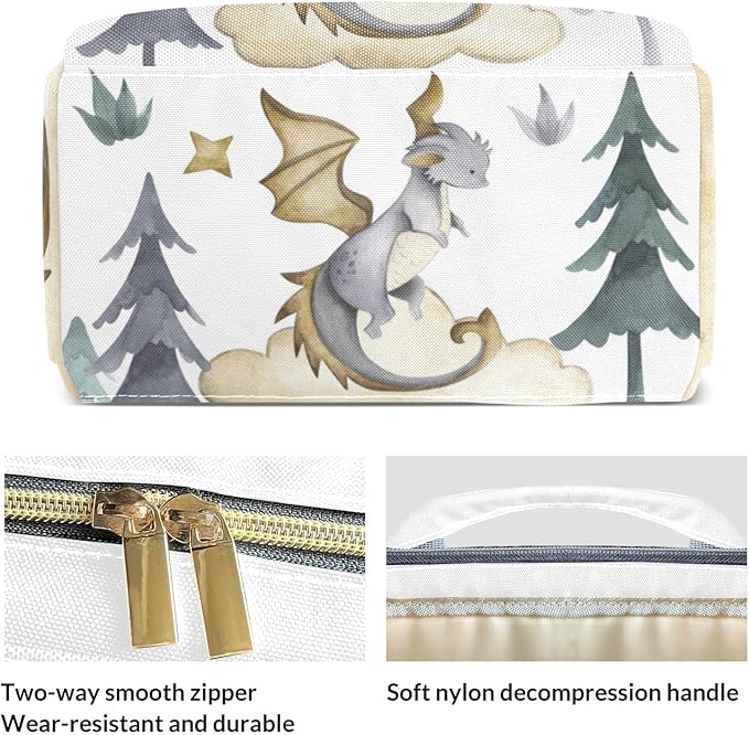 Personalized Cute Dragon Watercolor Custom with Name Diaper Bag Backpack For Baby Boy Girl Dad Mom Unisex for Adult Daypack Holiday Gift