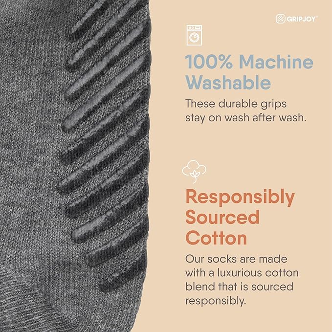 Gripjoy Toddler Socks with Grippers, Non-Slip for Kids, Enhanced Stability, Comfortable Cotton - 4 Pairs