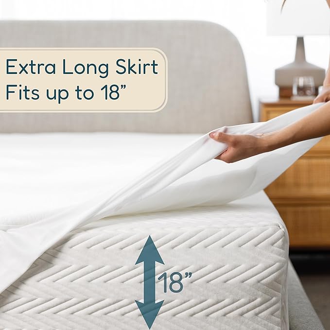 DreamOasis Waterproof Mattress Protector King Size - Premium Bamboo Viscose, Super Soft, Breathable, Machine Washable, Noiseless Bed Mattress Cover - White