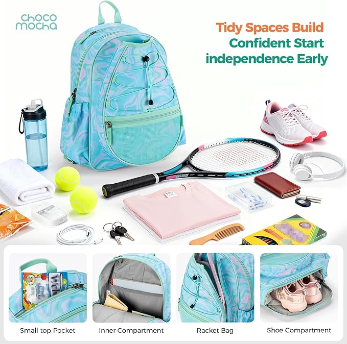 Choco Mocha Kids Tennis Bag Kids Tennis Backpack Youth & Junior Tennis Bag 16 Inch