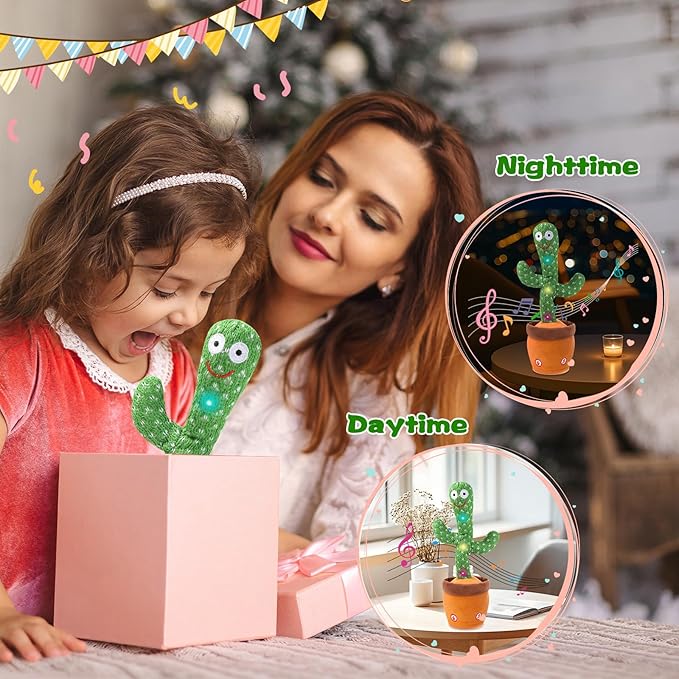Talking Cactus Toy for Babies 6+ Months & Toddlers - Dancing Singing Repeating Cactus Toy with 120 Songs & Lights, Interactive Plush Gift for Kids Age 1 2 3 4 5 6