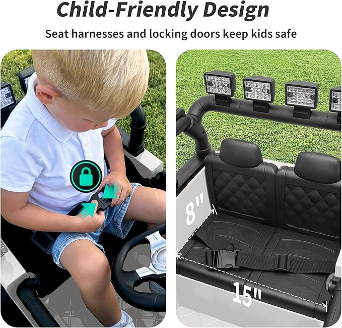 Kids Ride on Car Toy, 12V Electric Car for Kids with Remote Control, LED Light - White