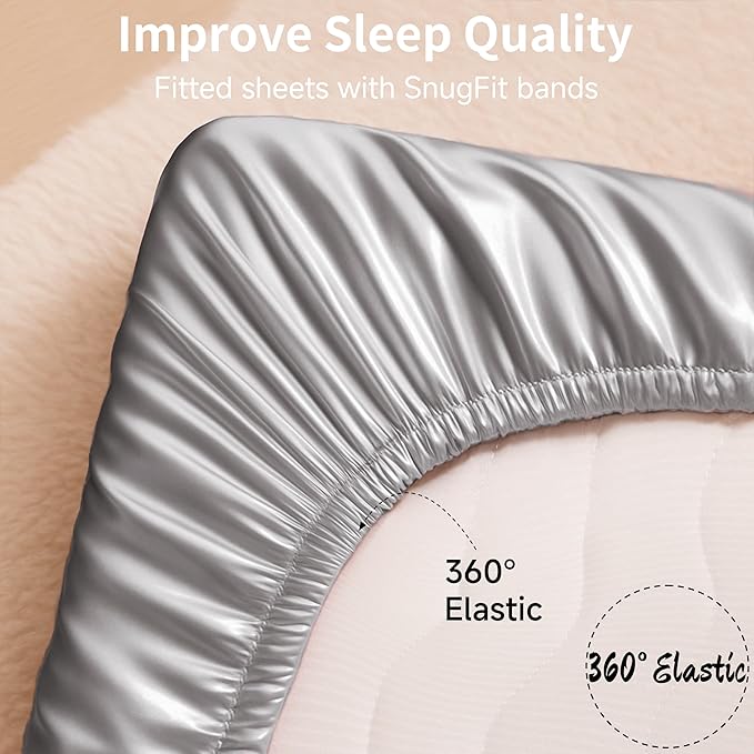 Pro Goleem Satin Soft Crib Sheet Great for Baby with Sensitive Hair Silky Baby Sheet Gray Unisex 52’’x28’’x8’’ Fitted Sheet