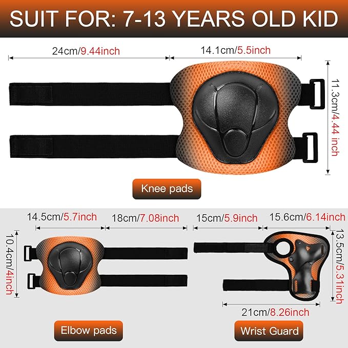 Kids Protective Gear Set Knee Pads for Kids 3-14 Years Toddler Knee and Elbow Pads with Wrist Guards 3 in 1 for Skating Cycling Bike Rollerblading Scooter