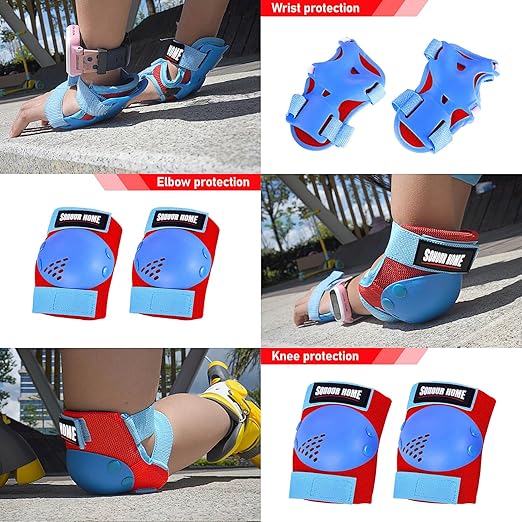 Kids/Youth Knee Pads Elbow Pads Wrist Guards 3 in1Protective Set, for 3-15 Years Child Roller Skates, Cycling, Inline Skating, Skateboard, BMX Bike, Balance Bike, Scooter Riding Sports