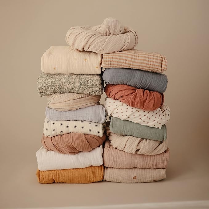 mushie Extra Soft Muslin Fitted Crib Sheet | 192 Thread Count | 28"x 52" (Natural Stripe)