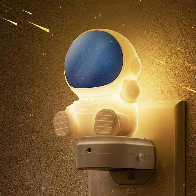 L LOHAS LED Night Light for Kids, 3D Space Night Light Plug in, Dusk to Dawn Nursery Night Lights, RGB+Soft White 3000K, 3 Lighting Modes, Room Decor, Children