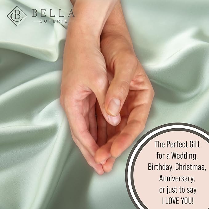 Bella Coterie Luxury Bamboo Viscose Queen Size Fitted Sheet | 100% Organically Grown | Ultra Soft | Cooling for Hot Sleepers | 18" Deep Pocket [Sea Glass]