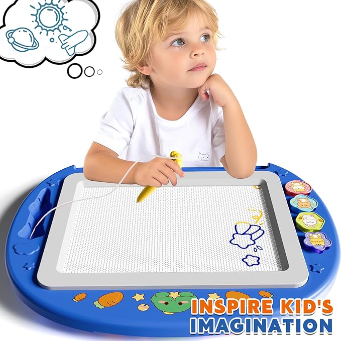Large Magnetic Drawing Board 13 × 17 in Doodle Board Toddler Toys for Girls Boys 3 4 5 6 7 Year Old Kids, Preschool Educational Travel Toys Gifts Etch A Colorful Sketch Magnet Erasable Writing Pad