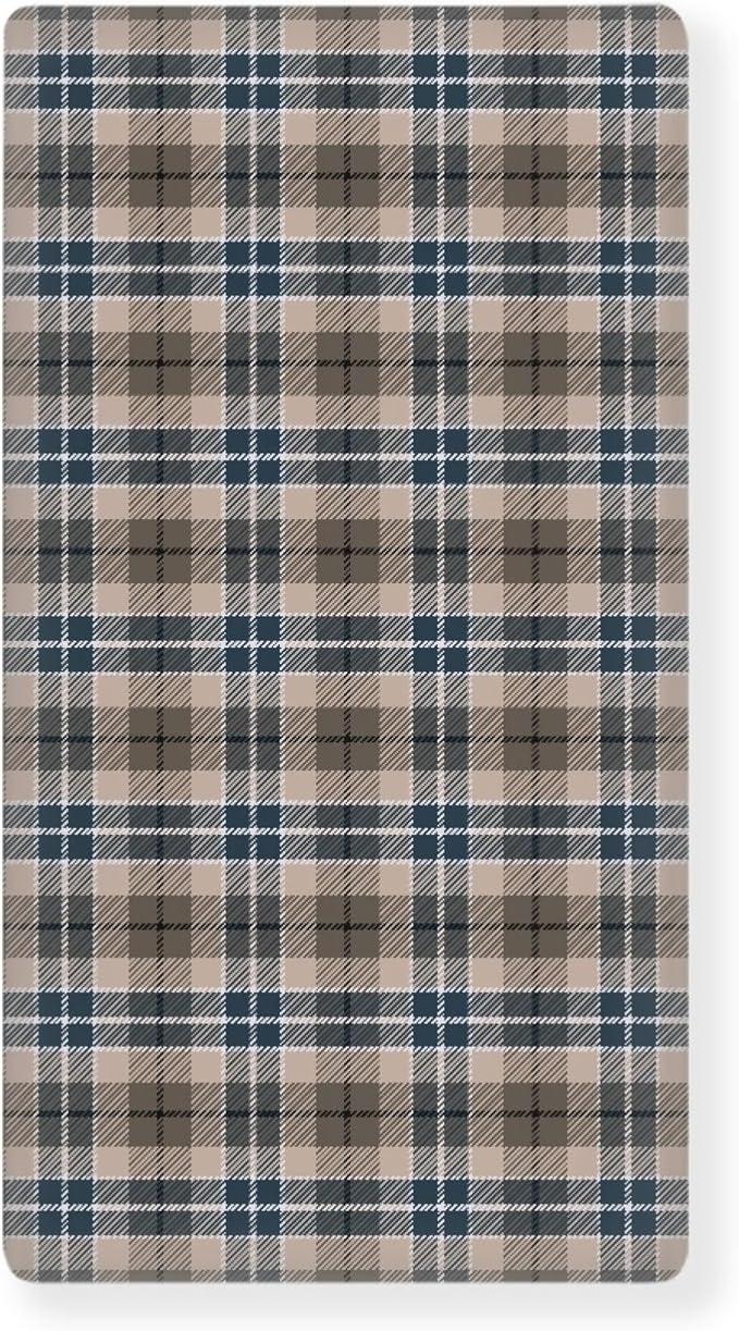 Brown Plaid Checkered Fitted Crib Sheet for Boys Girls Geometric Gingham Baby Sheet for Standard Crib and Toddler Rustic Patch Nursery Bed Mattress Sheets 28"x52"
