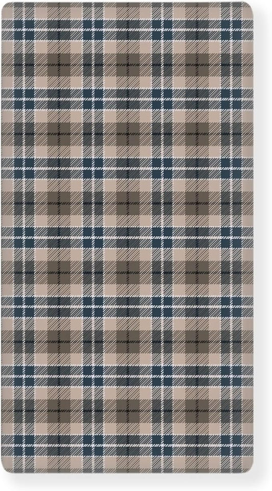 Brown Plaid Checkered Fitted Crib Sheet for Boys Girls Geometric Gingham Baby Sheet for Standard Crib and Toddler Rustic Patch Nursery Bed Mattress Sheets 28"x52"