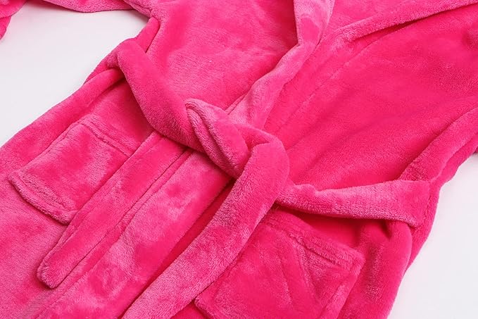 Girls Fleece Hooded Robes, Kids Soft Premium Fuzzy Bathrobe for Gifts, 2-12 Years