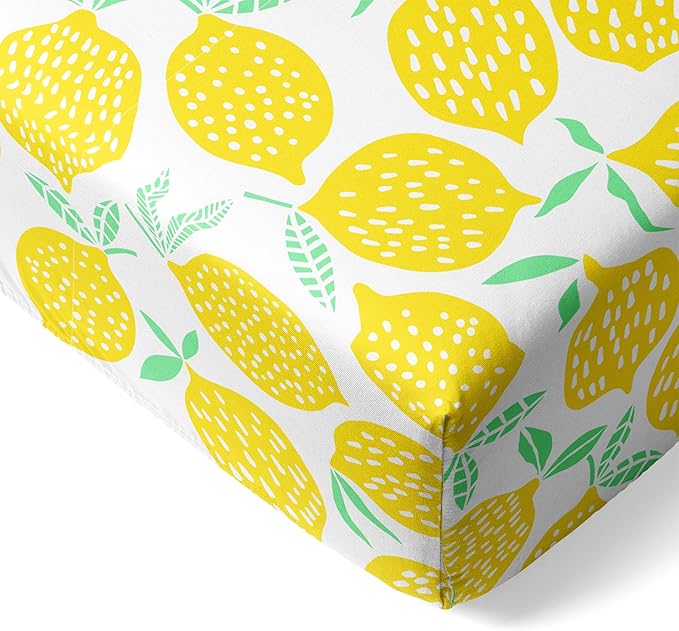 Little Sleepies Baby Crib Sheets, Buttery Soft Viscose from Bamboo Crib Sheets for Boys & Girls, Toddler Bed Sheet, Mini Crib Mattress Sheet, Super Stretchy & Elasticized (Lemon)