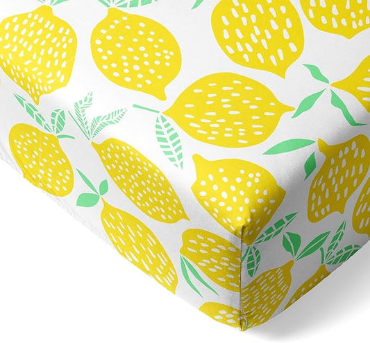 Little Sleepies Baby Crib Sheets, Buttery Soft Viscose from Bamboo Crib Sheets for Boys & Girls, Toddler Bed Sheet, Mini Crib Mattress Sheet, Super Stretchy & Elasticized (Lemon)
